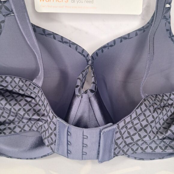 Warners This Is Not A Bra Underwire T-Shirt Bra 36D NWT 01593 Gunmetal Geo Print - Picture 7 of 8